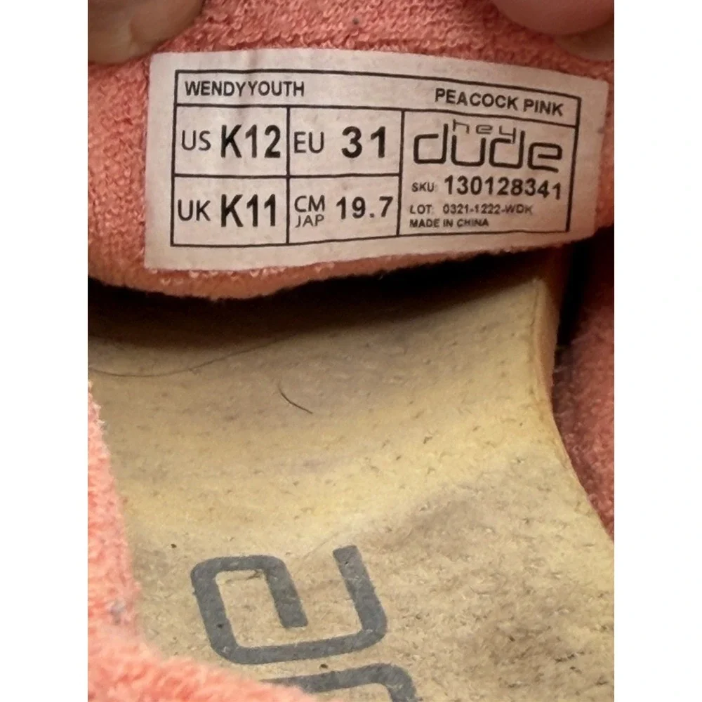 Hey Dude Youth/Kids Wendy  Peacock Pink Loafers Size 12